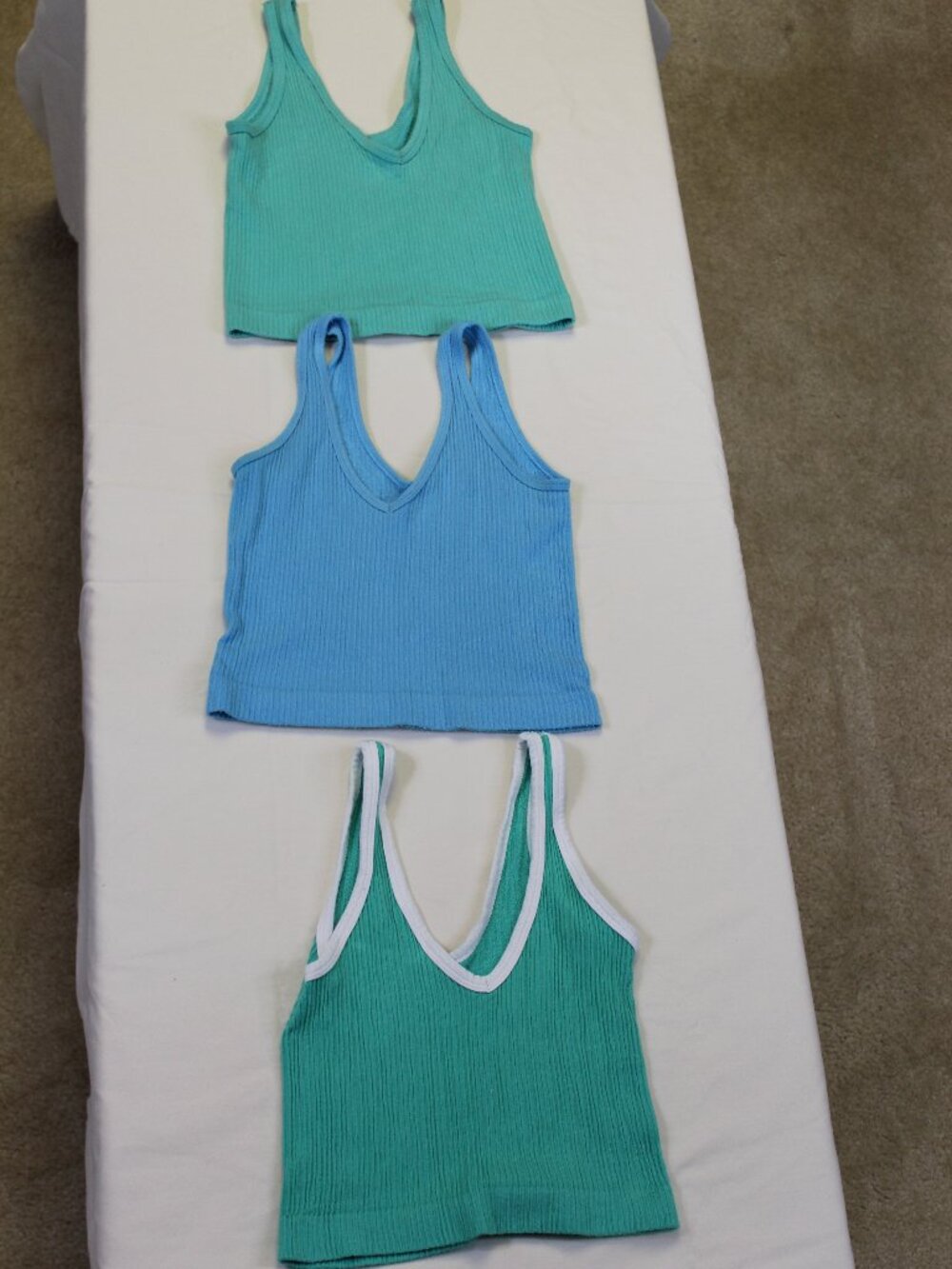 Out From Under UO Cropped Tank Bundle S Ribbed Blue Green Set of 3